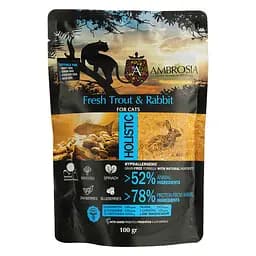 Сухой корм Ambrosia Grain Free для кошек со свежей форелью и кроликом 100 г