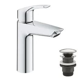Змішувач для умивальника M-Size + натискний донний клапан Grohe Eurosmart New 23923003 Хром