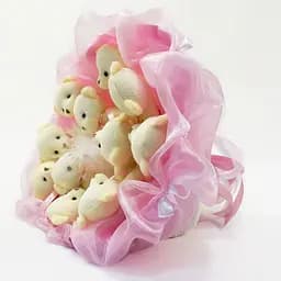 Букет из игрушек Мишки нежно-розовый 5347IT с 11ю игрушками.