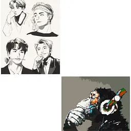 Набір картин за номерами 2 в 1 Art Craft BTS Fan Art 40х50 (10278-AC) та Disco monkey 40х50 см (11675-AC)