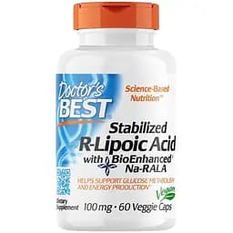 Натуральна добавка Doctor's Best Stabilized R-Lipoic Acid 100 mg, 60 вегакапсул