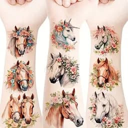 Набір тимчасових татуювань "Коні" Fresh Tattoo Horses-20-01 розмір 6х6 см - мініатюра 9