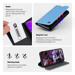 Чехол-книжка для Realme Note 60 4G/Note 60X 4G, OneFold Case, голубой, из экокожи (PU) и TPU, с магнитом, с подставкой и отделением для карт, трансформируется в подставку, противоударный, защита всего корпуса, ArmorStandart (ARM81231) - мініатюра 4