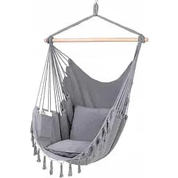 Підвісне крісло бразильський гамак BOHO 100 см + 2 шт подушки Light Grey