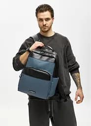 Чоловічий рюкзак Sambag Zard MOD чорно-синій 40 х 28 х 14 см (25438115m)