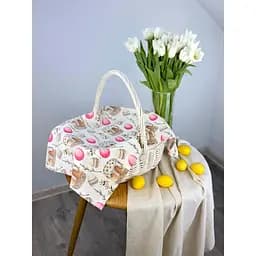 Великодній рушничок водовідштовхувальний для кошика Великодня пасочка 70х40 см Рожевий