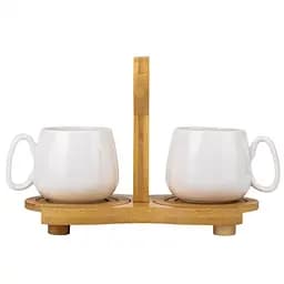 Набор чашек Elisey Дуэт с бамбуковой подставкой 230 мл 17 см (9184-007)      