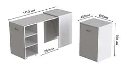 Стіл-тумба трансформер Смарт 1/2 Ferrum-decor 750x1450x600 ДСП Біле 16 мм (FRD-105074) - мініатюра 2