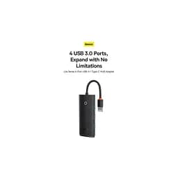 Концентратор Baseus USB-C to 4xUSB 3.0 1.0m black (WKQX030401) - мініатюра 10