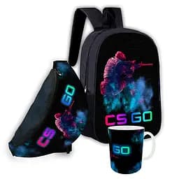 Набір дитячий CS:GO Counter-Strike рюкзак 36х27см сумка-бананка, кружка з принтом для хлопчика (01634)