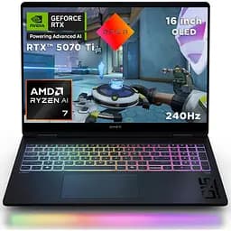 Ігровий ноутбук HP OMEN MAX 16- ak0008nn AMD Ryzen AI 7 H 350 до 5, 0 ГГц, 16, WQXGA, 240 Гц, IPS, 32 ГБ DDR5, 1 ТБ SSD, NVIDIA GeForce RTX 5070 Ti 12 ГБ GDDR7, Free DOS, Shadow black