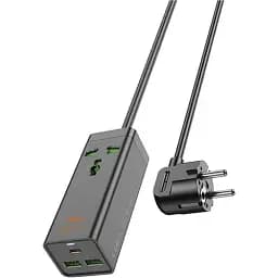 Мережевий подовжувач Hoco AC9A Talent PD30W (1C2A with 1 socket) Desktop Charger Black - мініатюра 3