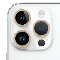 Захисне скло Metal Sparkles на камеру (у упак.) для Apple iPhone 15 Pro (6.1) /15 Pro Max (6.7) Золотий / Gold
