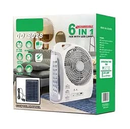 Вентилятор портативный GD-8028 N283 8" LED лампа, радио, солнечная панель 10Вт Bluetooth USB (2 скорости)
