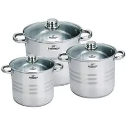 Універсальний набір каструль з кришками Bohmann BH-3462 6 предметів 3 каструлі з нержавіючої сталі