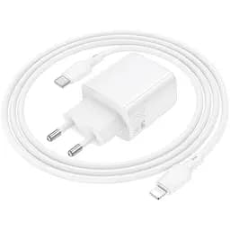 МЗП Borofone BN27 Fuente PD20W+QC3.0 (1USB-A/1C) + кабель Type-C to Lightning White - мініатюра 5