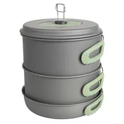 Набір посуду Bo-Camp Explorer XL 4 Pieces Hard Anodized Grey/Green (2200249), Сірий - мініатюра 13