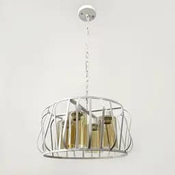 Сучасний світильник в корпусі білого кольору на 4 янтарних плафони | Арт. 12682/4 WT+AM | Line F