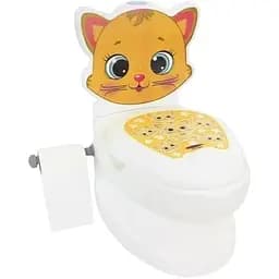 Горшок детский Pilsan Котенок со спинкой, съемной чашей, держателем для бумаги, со звуками воды и подсветкой