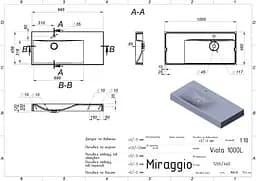 Умивальник Miraggio Viola 1000 L mirastone gray 0002667, Сірий - мініатюра 2