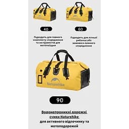 Водонепроникна дорожня сумка Naturehike CNK2450XB015 40 л чорна - мініатюра 4