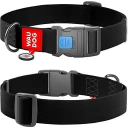 Нашийник для собак водостійкий Waudog Waterproof з QR паспортом, пластиковий фастекс, XXL, 46-70х4 см, чорний