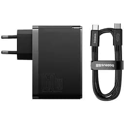 Зарядний пристрій блок і кабель 240W Baseus GaN 5 Pro 160 W 1U+2C (P10110825113-00) чорний