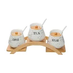 Набір баночок для сипучих продуктів Yiwu HP-1214  3 шт по 500 мл на підставці білий