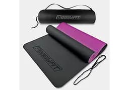 Коврик для йоги и фитнеса EasyFit TPE+TC 6 мм двухслойный + Чехол черный с фиолетовым (EF-1924s-BV)