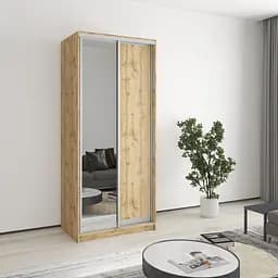 Шкаф-купе двухдверный MebelStar Стандарт AL ДСП/Зеркало 90x60x210 см Дуб тахо (MBS-3467)