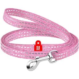 Повідець для котів та дрібних порід собак Waudog Re-cotton з відновленої бавовни світловідбиваючий, XS рожевий