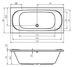 Ванна акрилова Rho Taurus 170x80 BC0700500000000 Білий - мініатюра 2