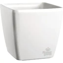 Вазон Plastkon Quadrato Flower Lover 34x34x32 см белый