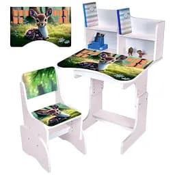 Дитяча парта Bambi N 2071-3-7 Оленя з таблицею множення та стільчиком сакура