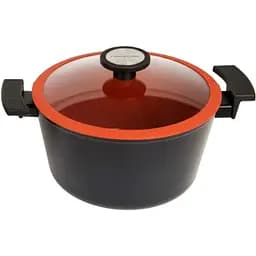 Кастрюля со стеклянной крышкой Neoflam EC-DC-C24I с мраморным покрытием 24 см 4.8 л Черно красный