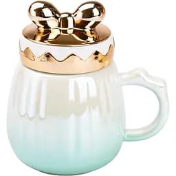 Чашка керамическая Happy Life Life с крышкой зеленая градиент 500 мл HP7194GR