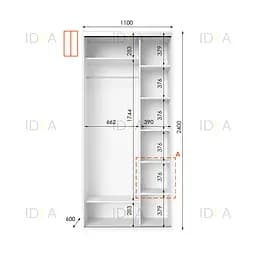 Шафа-купе Idea серія 1 110 x 60 x 240 см Білий Дзеркало - мініатюра 2