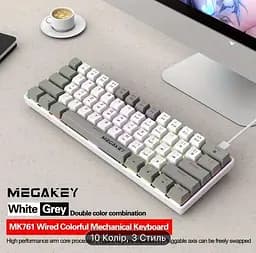 Ігрова дротова механічна клавіатура MegaKey MK761 / 60% / Red Switch / RGB / Grey - мініатюра 3