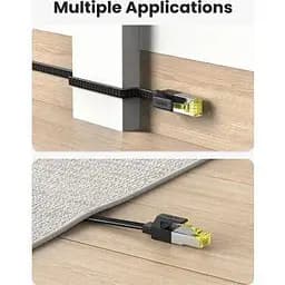 Патч корд Ugreen мережевий кабель 10 Гбіт/с 600 МГц сумісний зі Smart TV, Svicth плоский 1 м Black (NW189) - мініатюра 3