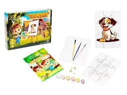 Деревяний пазл-розмальовка Собачка, Puzzleоk (А5) - мініатюра 1