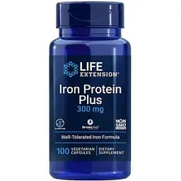 Білковий сукцинілат заліза Life Extension Iron Protein Plus 300 mg, 100 вегакапсул для підтримки імунної системи