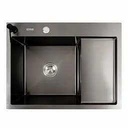 Кухонна мийка CM 65x50 L PVD чорна Platinum Handmade (круглий сифон 3.0/0.8), Чорний