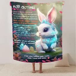 Плед плюшевий 3D зі своїми побажаннями сестрі Побажання сестричці 160х200 см 160 см, 135 см