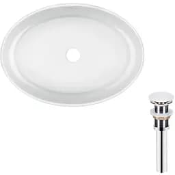 Умивальник Qtap Kolibri накладний овальний 500x360x140 мм White + донний клапан PU02, Білий