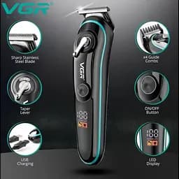 Акумуляторний тример для стрижки волосся й бороди з USB і LED-дисплеєм VGR V-075 - мініатюра 2