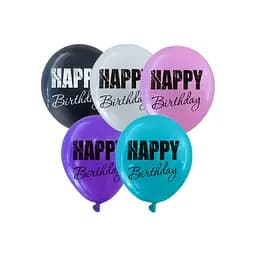 Кулька повітряна латексна з принтом (30 см, 5 шт.) Happy Birthday