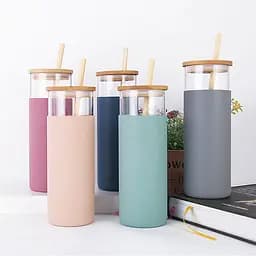 Скляна пляшка OldBro Tumbler з бамбуковою трубочкою в асортименті 550 мл - мініатюра 3
