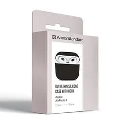 Силіконовий чохол для навушників Apple AirPods 3, Ultrathin Silicone Case, чорний, захисний чохол, ультратонкий і легкий, захист від подряпин і пилу, м"який силікон, ArmorStandart (ARM60297) - мініатюра 3