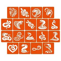 Набор трафаретов для биотата Змеи snakes_5x5_18_1, 5х5 см 18 простых трафаретов