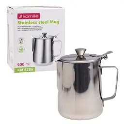 Молочник із нержавіючої сталі з кришкою KM 4386 – 600 мл, Kamille Сріблястий 87476 - мініатюра 1